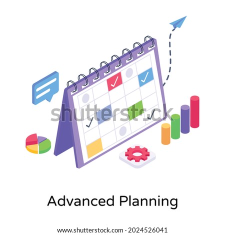 Advance planning isometric illustration is visually perfect 