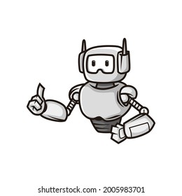 Advance smart robot thumb up cartoon character fun design mascot logo vector