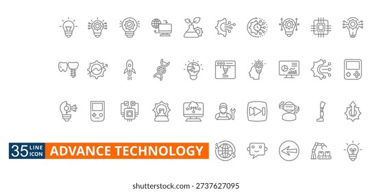 advance technology outline icon set