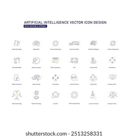 Advanced AI Algoriths and Automation Vetor Icon Design, Robótica, Digital, Sistemas Inteligentes, Inovação, Aprendizagem Profunda, Redes Neurais,