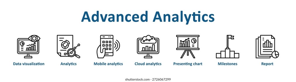 Advanced Analytics Symbol Banner Linie Kunstsammlung