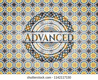 Advanced arabic badge background. Arabesque decoration.