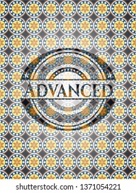 Advanced arabic badge background. Arabesque decoration.