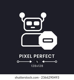 Advanced bot protection white solid desktop icon. Machine learning. Digital security. Pixel perfect 128x128, outline 4px. Silhouette symbol for dark mode. Glyph pictogram. Vector isolated image