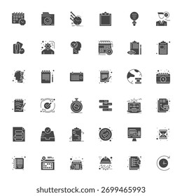 Coleção avançada de 36 ícones de vetor Display Perfect inspirados por Task, trabalhados em Preenchido com otimização de alta resolução para desempenho visual superior.