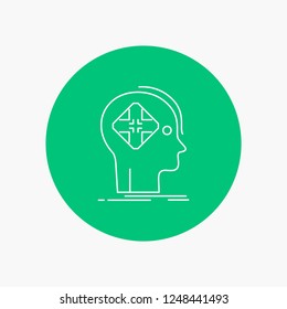 Advanced, cyber, future, human, mind White Line Icon in Circle background. vector icon illustration
