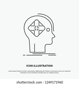 Advanced, cyber, future, human, mind Icon. Line vector gray symbol for UI and UX, website or mobile application