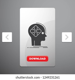 Advanced, cyber, future, human, mind Glyph Icon in Carousal Pagination Slider Design & Red Download Button