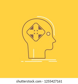 Advanced, cyber, future, human, mind Flat Line Filled Icon. Beautiful Logo button over yellow background for UI and UX, website or mobile application
