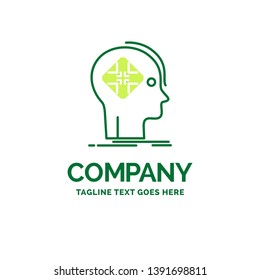 Advanced, cyber, future, human, mind Flat Business Logo template. Creative Green Brand Name Design.