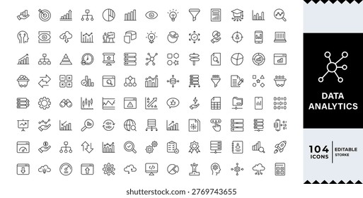 Advanced data analytics icon set modern business intelligence, big data processing and insight visualization concept visual