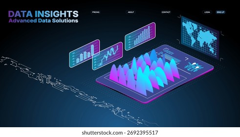 Advanced data visualization tools showcasing global trends and analytics on a digital interface