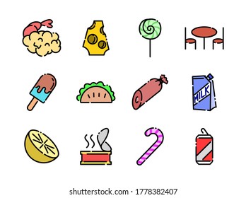 Advanced design food and beverage line Colored icons style 2 vol 4