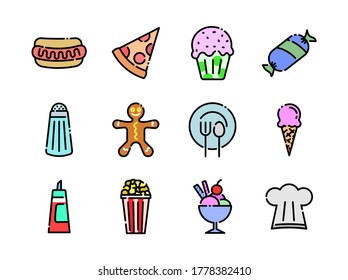 Advanced design food and beverage line Colored icons style 2 vol 3