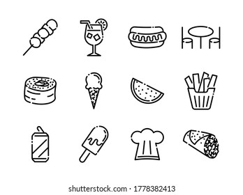 Advanced design food and beverage line Black icons style 2 vol 1