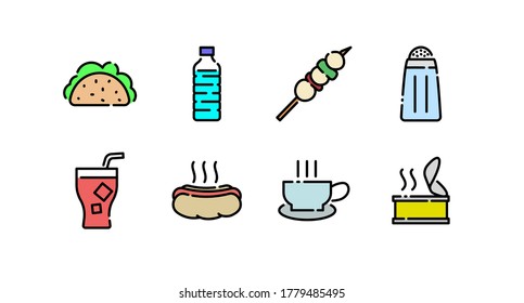 Advanced design Food and beverage line colored icons style 3 vol 4