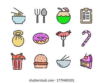 Advanced design Food and beverage line colored icons style 3 vol 3