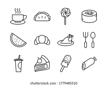 Advanced design Food and beverage line black icons style 4 vol 1