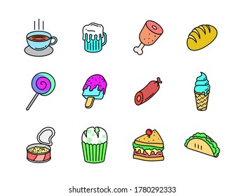 Advanced design Food and beverage line colored icons style 10 vol 2