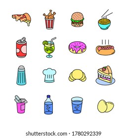 Advanced design Food and beverage line colored icons style 10 vol 3