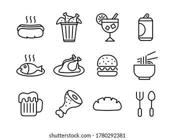 Advanced design Food and beverage line black icons style 8 vol 3
