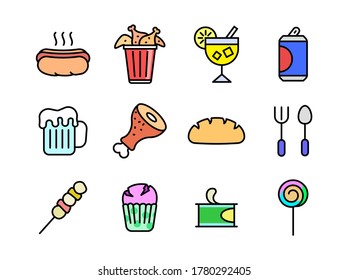 Advanced design Food and beverage line colored icons style 8 vol 4