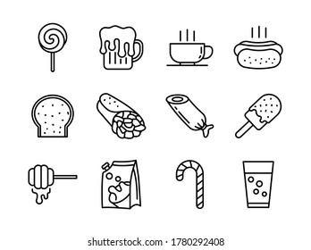 Advanced design Food and beverage line black icons style 9 vol 1