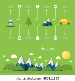 Advanced detailed information chart with the scenery of the mountains