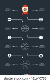 advanced detailing infographic depicting rockets