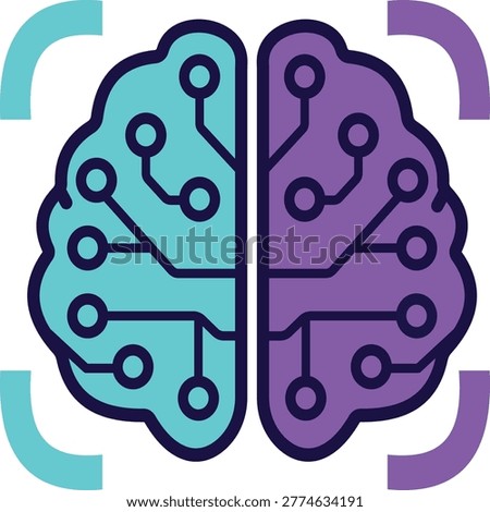 Advanced Digital Brain Scan Vector Logo for Artificial Intelligence, Future Tech, and Cognitive Analysis
