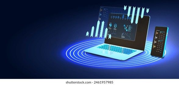  Advanced Digital Finance Interface on Devices, High-Tech Online Banking, Investment Data Analysis