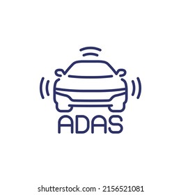 Advanced driver-assistance system icon, line vector