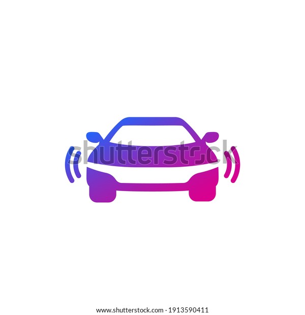 Advanced\
driver-assistance system icon on\
white