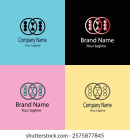 Advanced effective logo design with different designs of the same shape For business company. 100% vector file. Color editable.