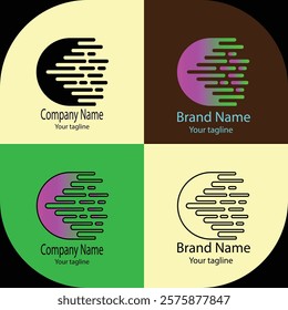 Advanced effective logo design with different designs of the same shape For business company. 100% vector file. Color editable.