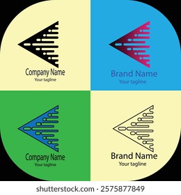 Advanced effective logo design with different designs of the same shape For business company. 100% vector file. Color editable.