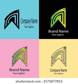 Advanced effective logo design with different designs of the same shape For business company. 100% vector file. Color editable.