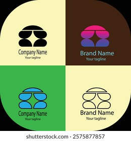 Advanced effective logo design with different designs of the same shape For business company. 100% vector file. Color editable.