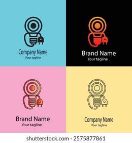 Advanced effective logo design with different designs of the same shape For business company. 100% vector file. Color editable.