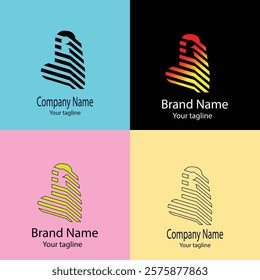 Advanced effective logo design with different designs of the same shape For business company. 100% vector file. Color editable.