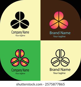 Advanced effective logo design with different designs of the same shape For business company. 100% vector file. Color editable.