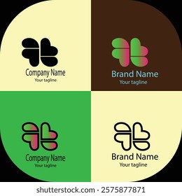 Advanced effective logo design with different designs of the same shape For business company. 100% vector file. Color editable.