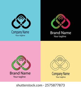 Advanced effective logo design with different designs of the same shape For business company. 100% vector file. Color editable.