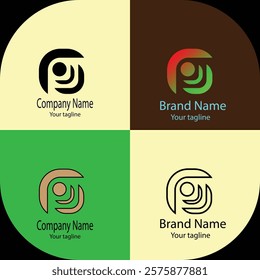 Advanced effective logo design with different designs of the same shape For business company. 100% vector file. Color editable.