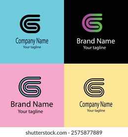 Advanced effective logo design with different designs of the same shape For business company. 100% vector file. Color editable.