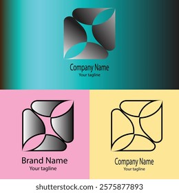 Advanced effective logo design with different designs of the same shape For business company. 100% vector file. Color editable.