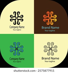 Advanced effective logo design with different designs of the same shape For business company. 100% vector file. Color editable.