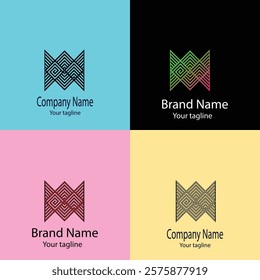 Advanced effective logo design with different designs of the same shape For business company. 100% vector file. Color editable.