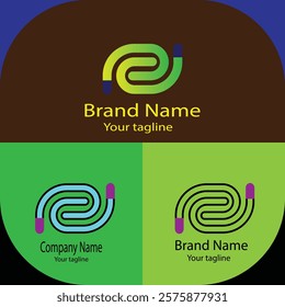 Advanced effective logo design with different designs of the same shape For business company. 100% vector file. Color editable.