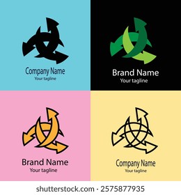 Advanced effective logo design with different designs of the same shape For business company. 100% vector file. Color editable.